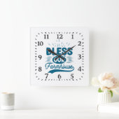 Bless our Farmhouse Quadratische Wanduhr (Zuhause)