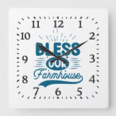 Bless our Farmhouse Quadratische Wanduhr (Vorderseite)