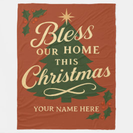 Bless Our Home Christmas Personalized Blanket Fleecedecke