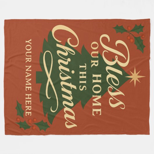 Bless Our Home Christmas Personalized Blanket Fleecedecke (Vorderseite (Horizontal))