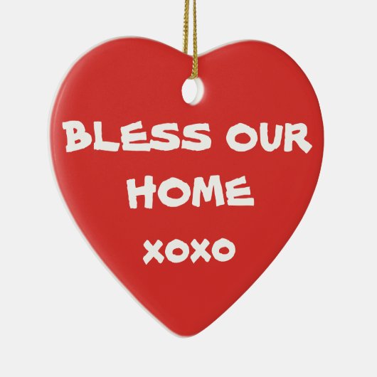 Bless Our Zuhause Simple Script Niedlich Weihnacht Keramik Ornament (Rechts)