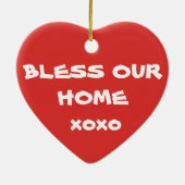 Bless Our Zuhause Simple Script Niedlich Weihnacht Keramik Ornament (Hinten)