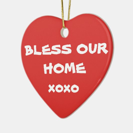 Bless Our Zuhause Simple Script Niedlich Weihnacht Keramik Ornament (Links)