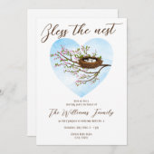 Bless the Nest Faith Baby Shooting Nesting Party Einladung (Vorne/Hinten)