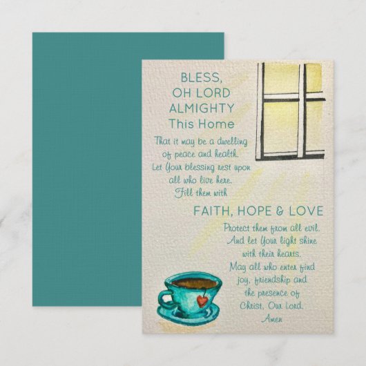 Bless This Home – Prayer Card - Note Card Einladung (Vorne/Hinten)