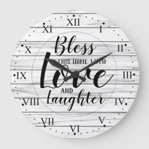 Bless this Home Quote Große Wanduhr