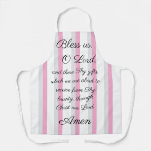 Bless uns o Lord Pink Gray Print Schürze