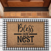 Bless unser Nestbauernhof Kariert Burlap Doormat Fußmatte
