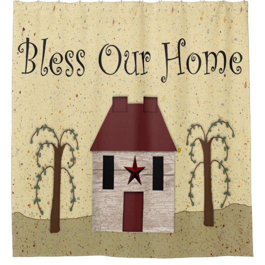 Bless unseren Zuhause-Duschvorhang Duschvorhang (Vorderseite)