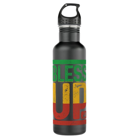 Bless up Reggae Music Rastafari Löwe Judah Rast Edelstahlflasche (Vorderseite)