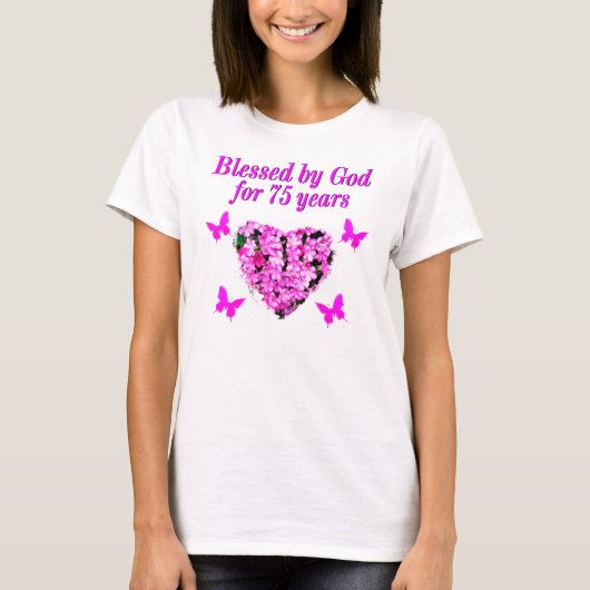 BLESSED 75. GEBURTSTAG T-Shirt (Vorderseite)