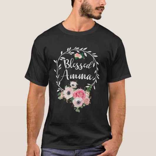 Blessed Amma  For Women Flower Decor Grandma T-Shirt (Vorderseite)
