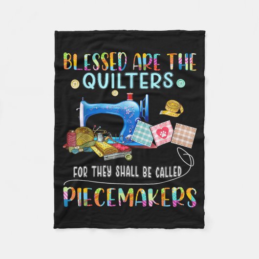 Blessed Are The Quilters Funny Sewing Quote Gift Fleecedecke (Vorderseite)