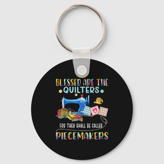 Blessed Are The Quilters Funny Sewing Quote Gift Schlüsselanhänger (Vorderseite)