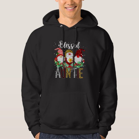 Blessed Auntie Gnomes Christmas Leopard Buffalo Pl Hoodie (Vorderseite)