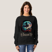 Blessed Be Retro Witch On A Broom Mystical Sweatshirt (Vorne ganz)