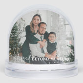 Blessed Beyond Measure Modern Two Photo Keepsake Schneekugeln (Vorderseite)