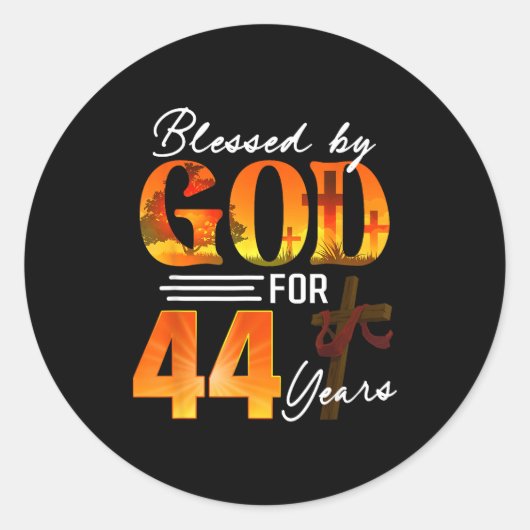 Blessed By God For 44 Years Old Gift 44th Birthday Runder Aufkleber (Vorderseite)