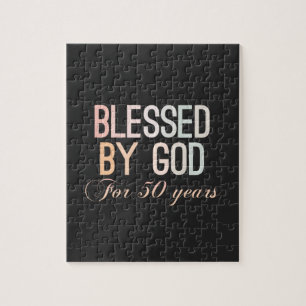 Blessed by God for 50 years, 50th birthday design Puzzle