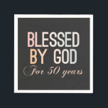 Blessed by God for 50 years, 50th birthday design Serviette<br><div class="desc">Vintage retro 50th birthday design in colorful colors. Funny sarcastic 50 years old saying quote with phase Blessed by God for 50 Years. Perfect Happy Birthday Gift idea for Dad,  mom,  Friend grandma,  grandpa,  uncle and aunt.</div>