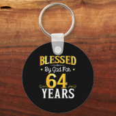 Blessed By God For 64 Years 64th Birthday Men Wome Schlüsselanhänger (Vorderseite)