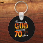 Blessed By God For 70 Years Old Gift 70th Birthday Schlüsselanhänger (Vorderseite)