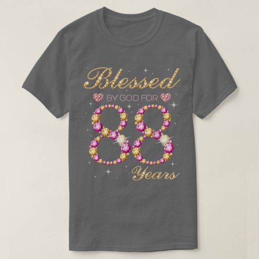 Blessed By God For 88 Years Old Birthday Party T-Shirt (Design vorne)