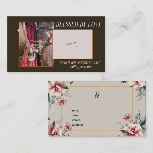 Blessed by love - wedding Invitation Mitteilungskarte (Vorne/Hinten)