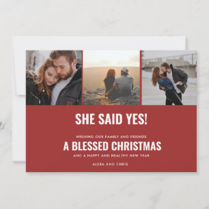 Blessed Christmas Photo Engagement Announcement Feiertagskarte