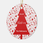 Blessed Christmas Red Christmas Tree Doodle Art Keramik Ornament (Links)