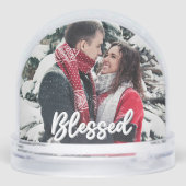 Blessed Couple 2 Sided Photo Modern Script Schneekugeln (Rückseite)