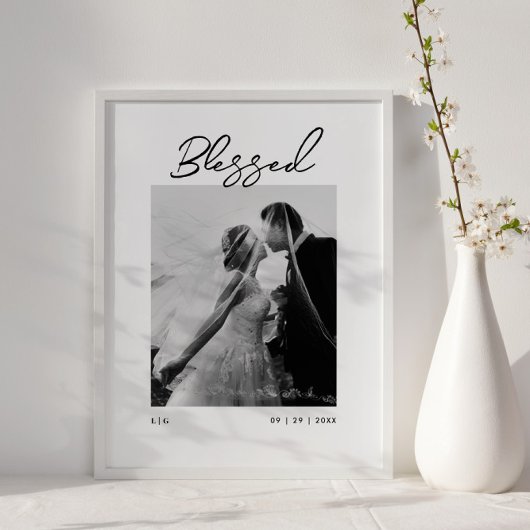 Blessed Couples Monogram Newlywed Gift Poster