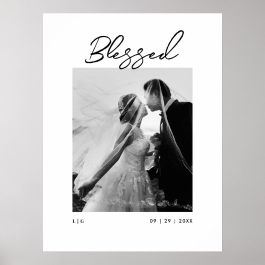 Blessed Couples Monogram Newlywed Gift Poster (Vorne)