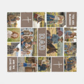 Blessed Dad 12 Photo Collage Custom Text Fleecedecke (Vorderseite (Horizontal))