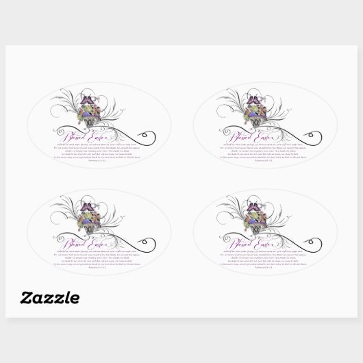 Blessed Easter Oval Sticker (Blatt)