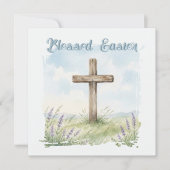 Blessed Easter Watercolor Easter Cross Greeting Karte (Vorderseite)