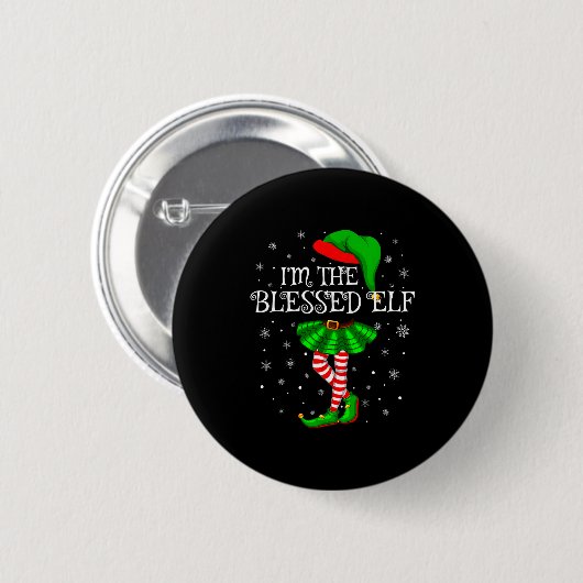 Blessed Elf Christmas Matching Family Women Girls Button (Vorne & Hinten)