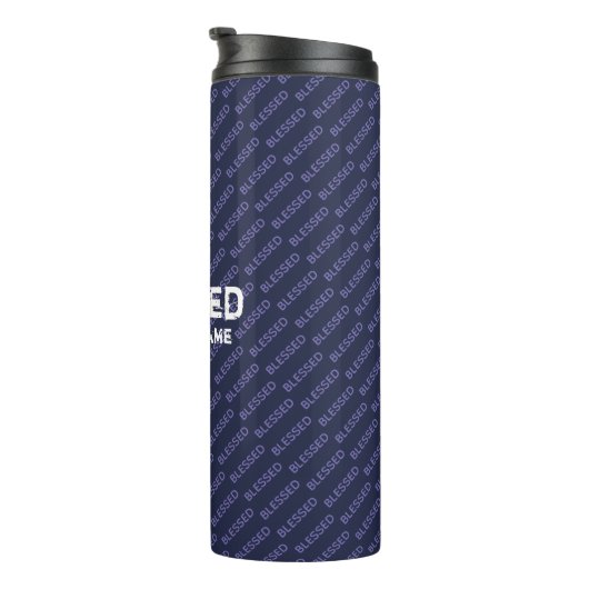 BLESSED Ephesians Christlich Scripting Blue Thermosbecher (Nach rechts gedreht)