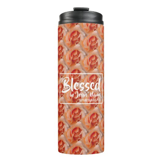 BLESSED Floral Ephesians Christliche Schrift Thermosbecher (Vorderseite)