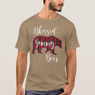 Blessed Gammy Bear Red Tartan Plaid Grandma Gift P T-Shirt