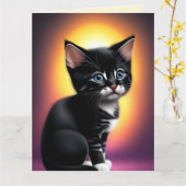 BLESSED GEBURTSTAG NIEDLICHE CAT KITTEN ART Grußka Karte (Gelbe Blume)