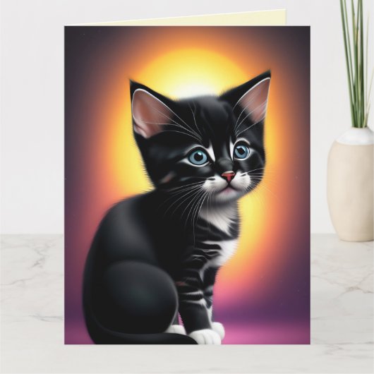 BLESSED GEBURTSTAG NIEDLICHE CAT KITTEN ART Grußka Karte (Vorderseite)