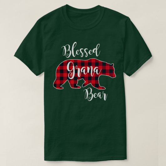 Blessed Grana Bear Red Buffalo Check Plaid Fun Gra T-Shirt (Design vorne)