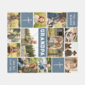 Blessed Grandpa 12 Photo Collage Custom Text Fleecedecke (Vorderseite (Horizontal))