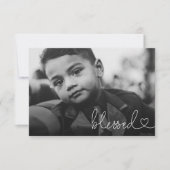 Blessed Heart Script Minimal Photo First communion Dankeskarte (Vorderseite)
