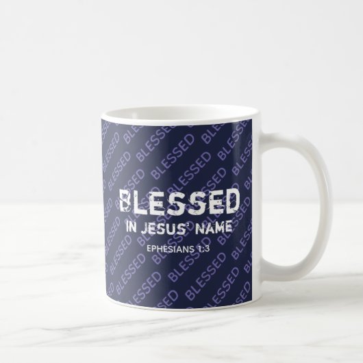 BLESSED IN JESUS' NAME Christlich Scripture Blue Kaffeetasse (Rechts)