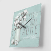 Blessed IV Mint | Lets Stay Home Quadratische Wanduhr (Winkel)