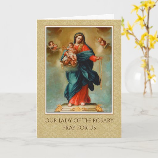 BLESSED JUNGFRAU MARY JESUS HOLY ROSARY KARTE (Gelbe Blume)