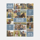 Blessed Loved Dad 12 Photo Collage Custom Text Fleecedecke (Vorderseite)