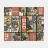 Blessed Loved Dad 12 Photo Collage Custom Text Fleecedecke (Vorderseite (Horizontal))